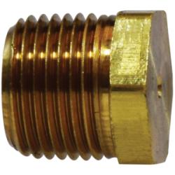 Brass hex head solid plug for sealing pipe openings – 1/8 Brass Hex Head Solid Plug.