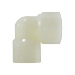 Two white plastic elbow connectors - 2 Nylon Elbow