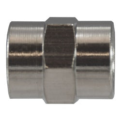 Female NPT pipe thread nickel-plated brass pipe coupling fitting - 103NP 1/8 Coupling Nickel-Plated