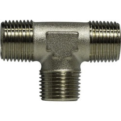 Brass pipe tee with 08mm male BSPT threads – 08-08-08 Brass Male BSPT Tee
