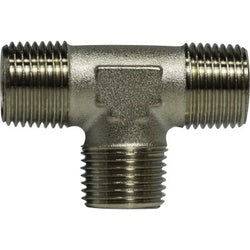 Brass pipe tee with 12mm male BSPT threads – 12-12-12 Brass Male BSPT Tee