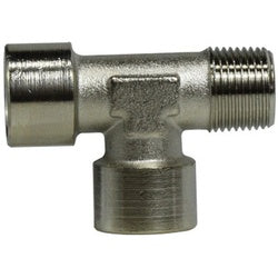 Brass run tee with 1/2 inch and 12mm male BSPP threads – 1/2 x 1/2 x 12 Brass Male Run BSPP