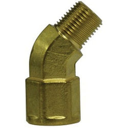 Brass 45-degree pipe adapter with 02mm male BSPT and female BSPT threads – 02-02 Brass 45 Male BSPT x Female BSPT