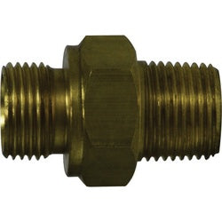 Brass pipe adapter with 06mm male BSPP and 04mm male NPT threads – 06-04 Brass Male BSPP x Male National Pipe Thread