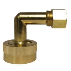 A high-quality lead-free swivel elbow connector crafted for smooth rotation and secure hose joining – 769 Garden Hose 3/8 x 3/4 Swivel Elbow Lead-Free