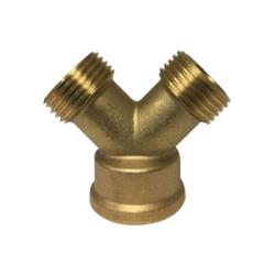 Durable brass Y hose fitting with male x female connections for plumbing or water line use - Brass Hose Y Male x Female