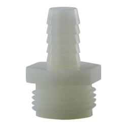 White nylon adapter with hose barb and male garden hose connection for secure fluid or irrigation systems - 5/8 Hose Barb x Male Garden Hose White Nylon Adapter