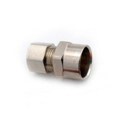 Chrome-plated brass pipe adapter with 3/8 inch compression and 1/2 inch sweat connections – 3/8 Compression x 1/2 Sweat Chrome-Plated Adapter