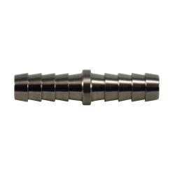 A stainless steel reducing splicer with hose barbs on both ends - 3/4 316 Stainless Steel Barb Splicer