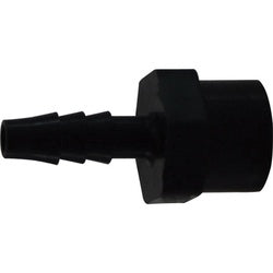 Lightweight corrosion-resistant polypropylene connector ideal for low-pressure fluid lines and equipment hookups — 3/8 x 1/4 Hose Barb x Female Iron Pipe Black Polyethylene Adapter
