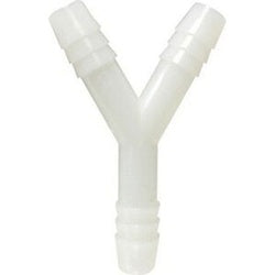 Durable nylon Wye barb fitting for plumbing or fluid systems. 1-1/8 Wye Barb Nylon