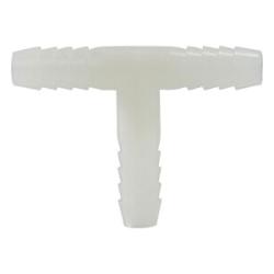 White nylon tee fitting with 3/16 single barb connections – 3/16 White Nylon Single Barb Tee
