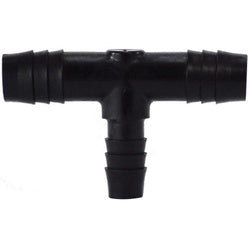 1/4 x 1/2 Black Polyethylene Reducing Hose Barb Branch Tee