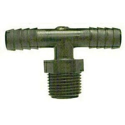 Polyethylene barb-to-male-pipe branch tee fitting, black 1/4 x 1/4 Hose Barb x Male Iron Pipe Black Polyethylene Branch Tee
