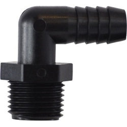 Polypropylene barb-to-MIP elbow fitting 1-1/2 Barb x 1-1/4 Male Iron Pipe Polypropylene Elbow