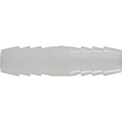 White nylon straight hose barb union for plastic or rubber tubing 2 White Nylon Hose Barb Union
