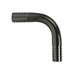 304 stainless steel 90° elbow with 3/8 inch hose barbs on both ends, thin-wall design – Elbow 3/8 Barb x 3/8 Barb Thinwall- 304 Stainless Steel