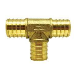 PEX cold expansion brass tee fitting 3/4 PEX x 1/2 PEX x 1/2 PEX Lead-Free Brass Tee Cold Expansion
