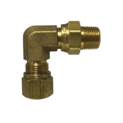 Brass elbow pipe fitting - 3/8 x 3/8 Nylon Air Brake x Male Iron Pipe Swivel 45° Elbow