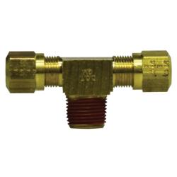 Compact nylon air brake male tee branch connector with roll tube stop for secure small-diameter tubing connections – 1/4 x 1/4 Nylon Air Brake Male Tee Branch with Roll Tube Stop