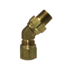 Brass elbow pipe fitting - 1/2 x 3/8 Nylon Air Brake x Male Iron Pipe Swivel 45° Elbow