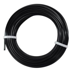 Coiled black cable with white labels - 1/4 Black - Air Brake Tubing 50 Feet