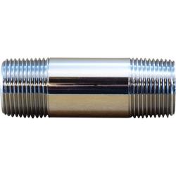 Chrome-plated brass pipe nipple with male NPT pipe thread on both ends - 3/8 x 12 Chrome Plated Nipple AB1953