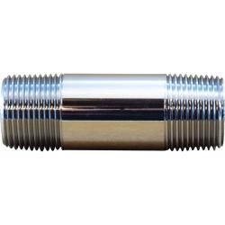 Chrome-plated brass pipe nipple with male NPT pipe thread on both ends - 3/8 X 24 Chrome Plated Nipple AB 1953