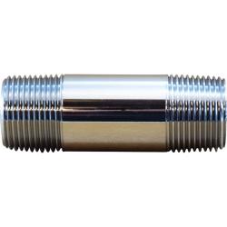 Chrome-plated brass pipe nipple with male NPT pipe thread on both ends - 3/8 X 12 Chrome Plated Nipple AB 1953