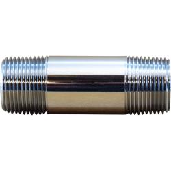 Chrome-plated brass pipe nipple with male NPT pipe thread on both ends - 1 X 2 Chrome Plated Nipple AB 1953