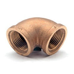 Lead-free bronze 90-degree elbow fitting with female NPT pipe thread connections on both ends - 3 Lead-Free Domestic Brass 90° Elbow