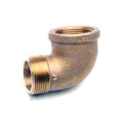 A bronze 90 degree street elbow plumbing fitting with male thread on one side and female thread on the other - Lead-Free 3/4 Red Bronze Street Elbow Domestic