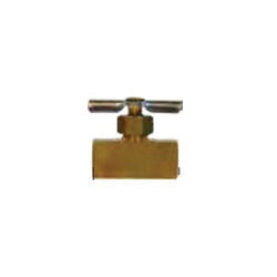 A brass needle valve with two female iron pipe threads - 1/8 Female Pipe Thread x Female Pipe Thread Packaging Quantity Bag of 5