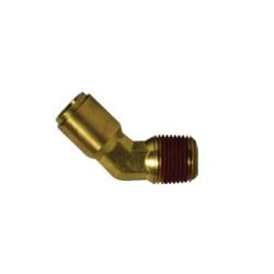 Brass 45-degree Swivel Elbow, specifically designed for quick, tool-free installation of air brake tubing - 5/8 x 1/2 PP DOT Male 45 Elbow