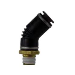 45-degree D.O.T. Air Brake Swivel Elbow, tool-free, one-touch fitting for heavy-duty truck and trailer pneumatic systems - 5/8 x 3/4 Plastic PP DOT 45 Male Elbow