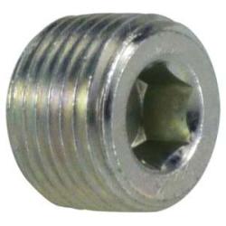 A silver-colored hollow hex plug with a hexagonal shape and threaded connection - 2 Hollow Hex Plug