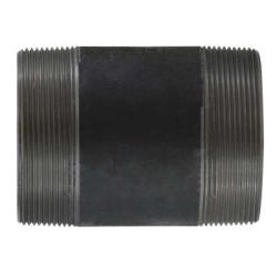 Black threaded pipe fitting on a white background