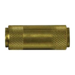 Brass D.O.T. union fitting with push-to-connect connections on both ends. - 5/16 Push-to-Connect DOT Union Straight