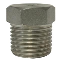 Hexagonal head plug made of T-304 stainless steel, available in 1000# and 3000# pressure ratings – 1/8 T-304 Barstock Hexagonal Head Plug