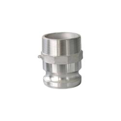 Professional-grade stainless steel adapter featuring a Type F male cam and an NPT connection, illustrated to show its functional industrial design – 3/4 x 1/2 Type F Stainless Steel Male Cam x National Pipe Thread