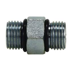 Precision steel hexagonal O-ring nipple union with threaded ends for reliable sealing – 7/8-14 O Ring Hexagonal Nipple Union