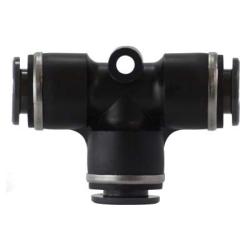 Black composite D.O.T union tee fitting with push-to-connect connections - 3/16 Plastic PP DOT Union Tee