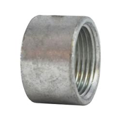 A silver-colored galvanized steel half coupling pipe fitting - 3/4 Galvanized Merchant Half Coupling