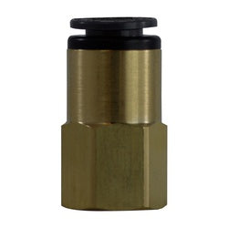 A durable composite adapter featuring a push-in connection and a female iron pipe thread, designed for secure, leak-resistant transitions between tubing and threaded fittings in pneumatic systems – 3/8 X 3/8 Push-In X Female Iron Pipe DOT Adapter Composite