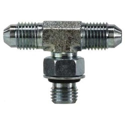 Metal branch tee adapter -08 Male Joint Industry Council x -08 Male Joint Industry Council X -10 Male O-Ring Boss Run Tee