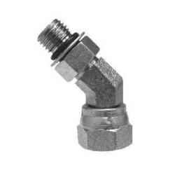 Precision 45-degree swivel adapter for hydraulic and fluid systems — 7/16-20 x 1/8 Male O-Ring Boss x Female National Pipe Straight Mechanical 45° Swivel Adapter