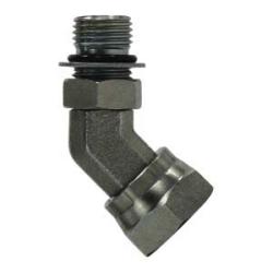 45 deg Elbow Steel fitting - 9/16-18 x 1/4 Male O-Ring Boss x Female National Pipe Straight Mechanical 45° Swivel Adapter