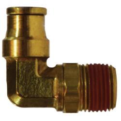 A brass male iron pipe DOT swivel elbow fitting, showing a push-in connection and male thread - 5/8 x 1/2 PP DOT Swivel Male Elbow