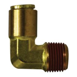 Durable push-in to male iron D.O.T. elbow for fluid connections, Push-In x Male Iron Pipe D.O.T. Elbow - 1/4 x 3/8 Push-In x Male Iron Pipe D.O.T. Elbow
