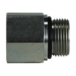 Female NPT to male BSPP thread steel adapter fitting - 3/4 Female National Pipe Thread x 3/8 Male British Standard Pipe Parallel